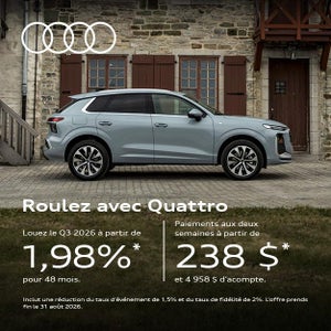 Audi Q3 2026 - Promotions Juillet 2026 chez Audi de Québec.